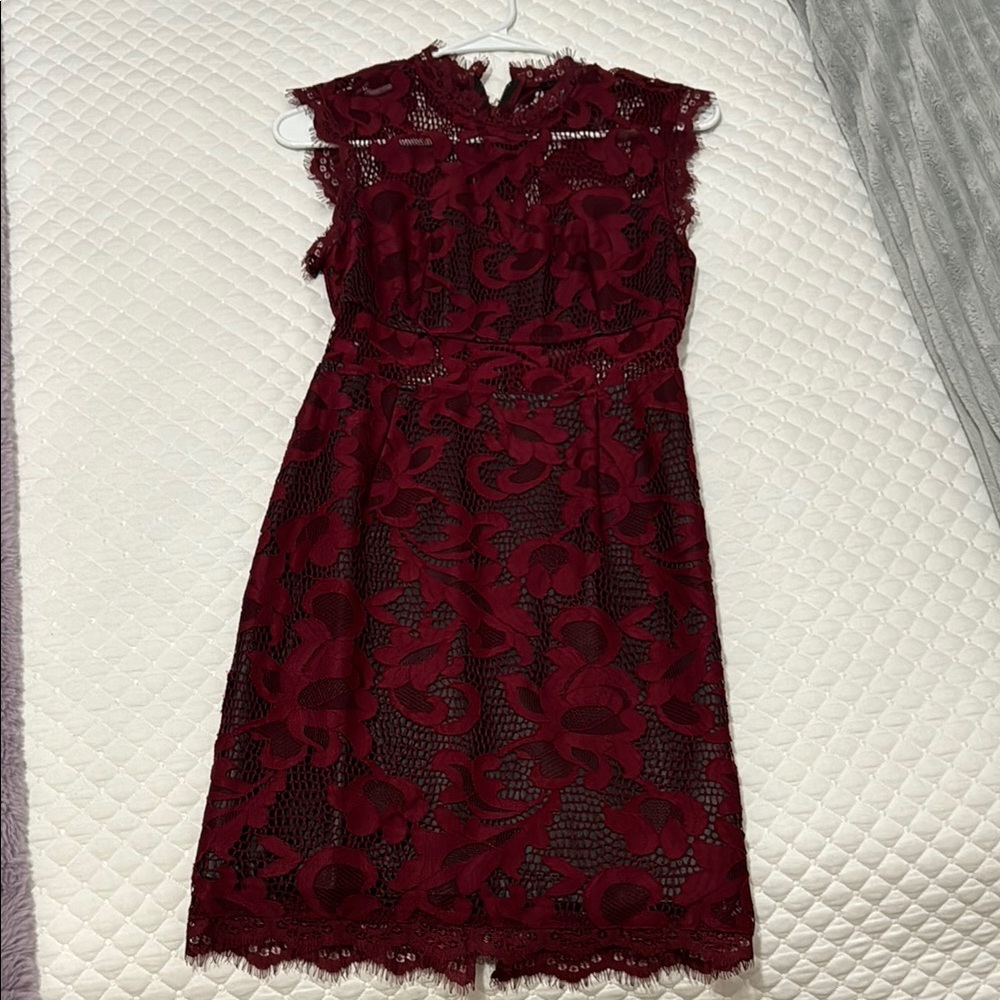 Elegant Burgundy Lace Dress